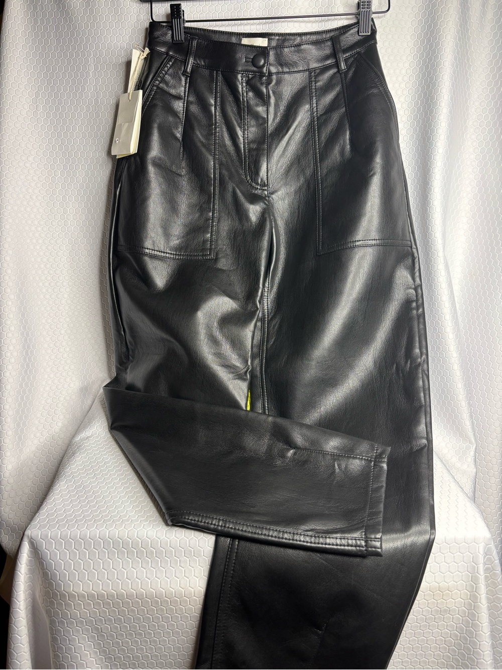Aritzia Wilfred Nadia High-Waist Black Faux Leather Full Leg Pant NWT
